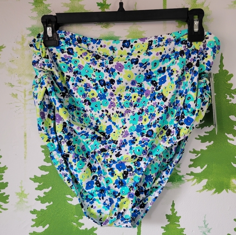 Anne Cole Convertible High Waist Swim Shirred Bottom.